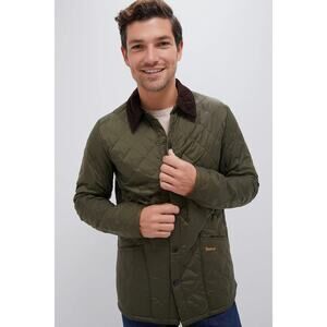 Barbour Olive Green Heritage Littesdale Quilted Corduroy Collar Jacket Men’s L